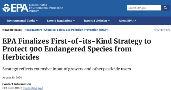美国epa敲定首个濒危物种保护策略—《除草剂方案》，聚焦48个农药使用大州的常规除草剂
